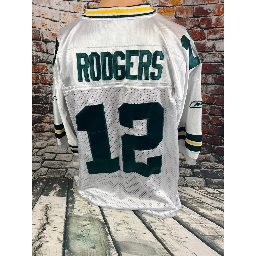 Reebok Green Bay Packers Aaron Rodgers 12 NFL Football Jersey White Size 56 - Picture 2 of 6
